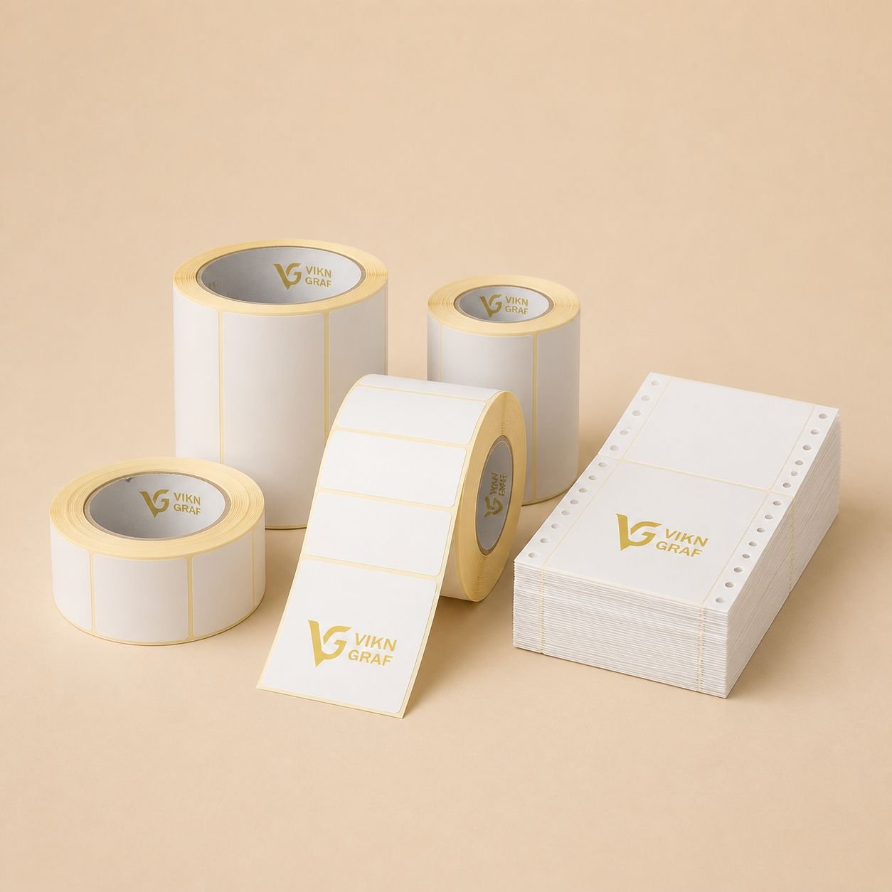 Rolos de rótulos para impressora térmica personalizados da Vikn Gráfica