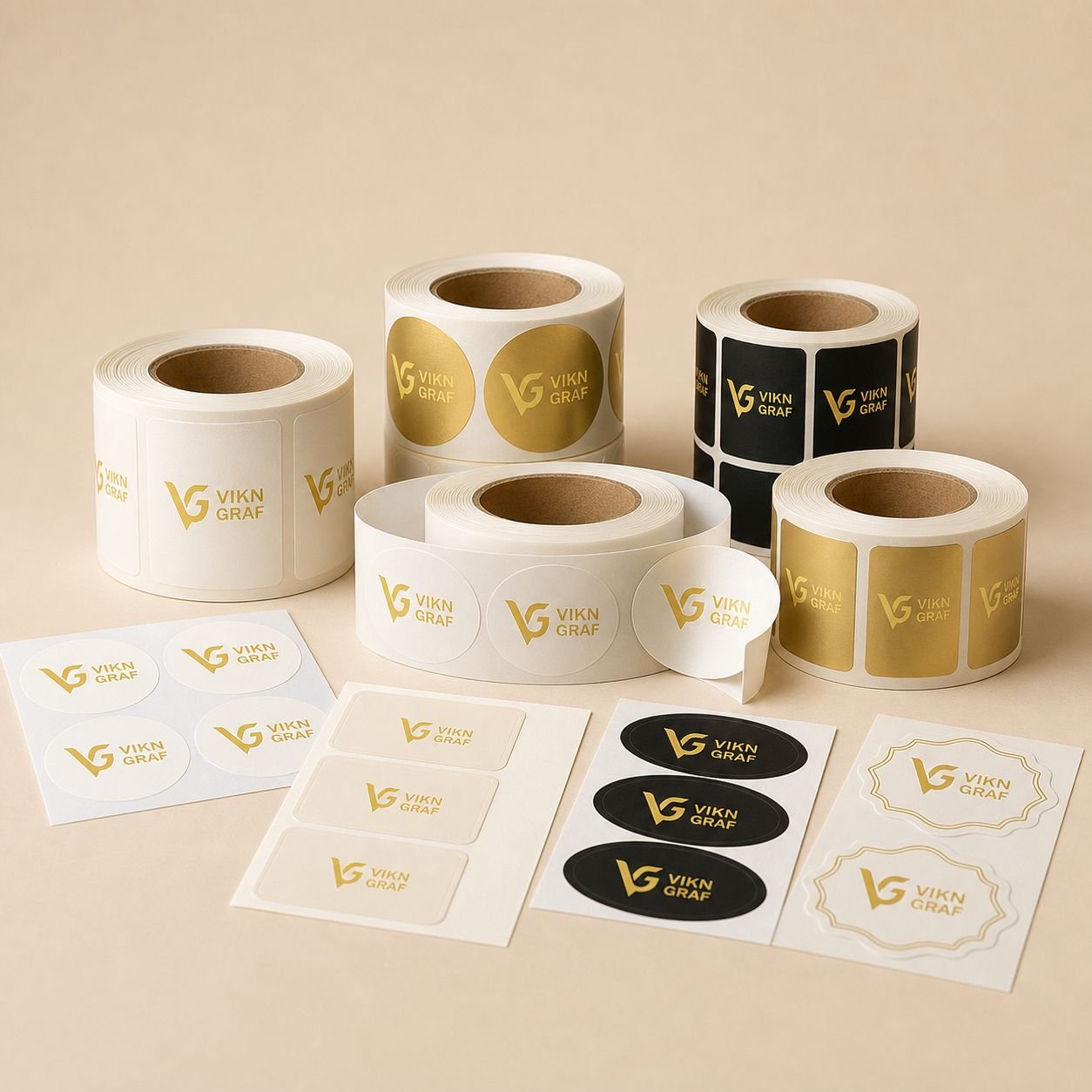 Rótulos personalizados da Vikn Gráfica em rolos, para produtos alimentícios