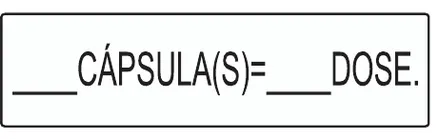 Etiqueta V05: Cápsula(s) = dose, com campos para preencher