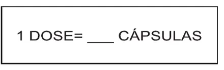 Etiqueta V106: 1 dose igual a um número de cápsulas, com campo para preencher