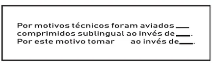 Etiqueta V112: Por motivos técnicos foram aviados comprimidos sublingual em quantidade diferente da prescrita