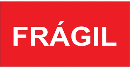 Etiqueta V132: Frágil, etiqueta grande para caixa