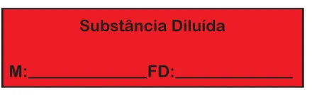 Etiqueta V184: Substância diluída, com campos de manipulação e fator de diluição