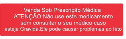 Etiqueta V18v: Venda sob prescrição médica. Atenção: não use este medicamento sem consultar o seu médico, caso esteja grávida. Ele pode causar problemas ao feto. Versão vermelha