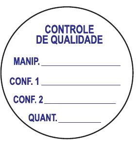 Etiqueta V65: Controle de qualidade, etiqueta redonda: manipulação, conferências e quantidade